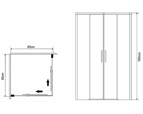 Душевой уголок Grossman Fly 80х80 GR-8080Fl профиль Хром стекло прозрачное