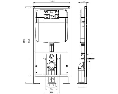 Инсталляция SantiLine SL-03 с Черной матовой клавишей смыва