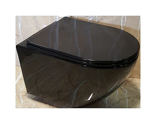 Унитаз CeramaLux CL2196 -18 подвесной Черный с сиденьем Микролифт