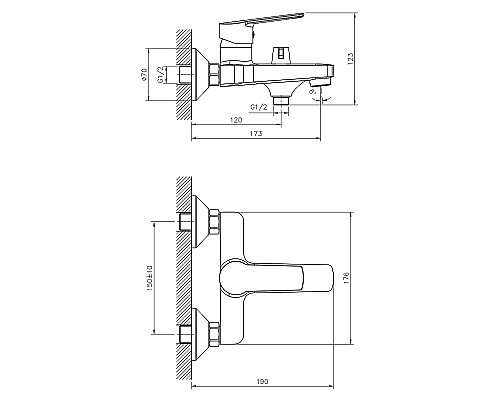 Смеситель для ванны Decoroom DR22036 Хром