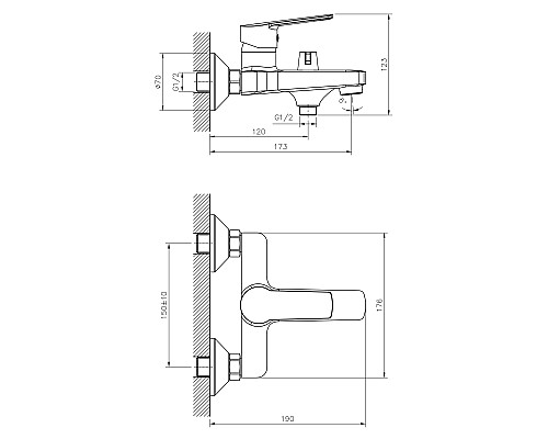 Смеситель для ванны Decoroom DR22036 Хром