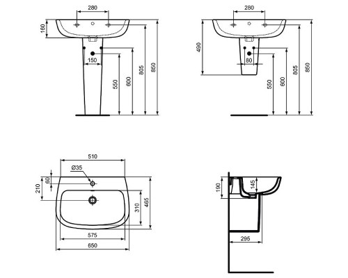 Раковина Ideal Standard Esedra 65 T279701 Euro White