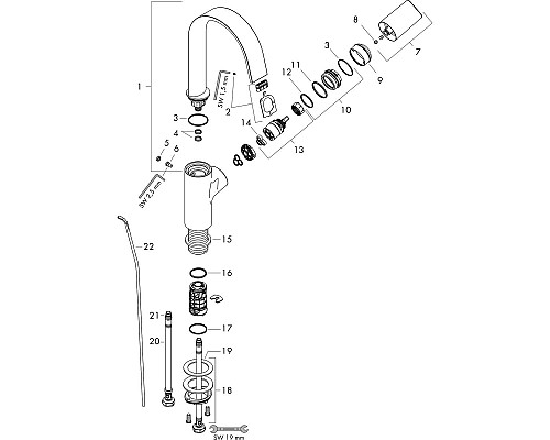 Смеситель для раковины Hansgrohe Vivenis 75030670 Черный матовый