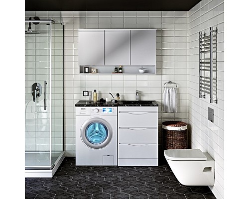 Тумба под раковину Runo ОРИОН 60 УТ000003442 черный мрамор, левое крыло