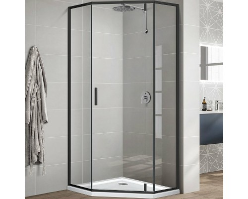 Душевой уголок Vincea Slim-U 90x90 профиль Черный матовый стекло прозрачное