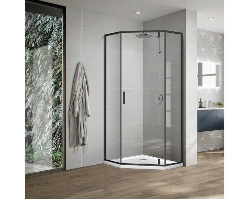 Душевой уголок Vincea Slim-U 90x90 профиль Черный матовый стекло прозрачное