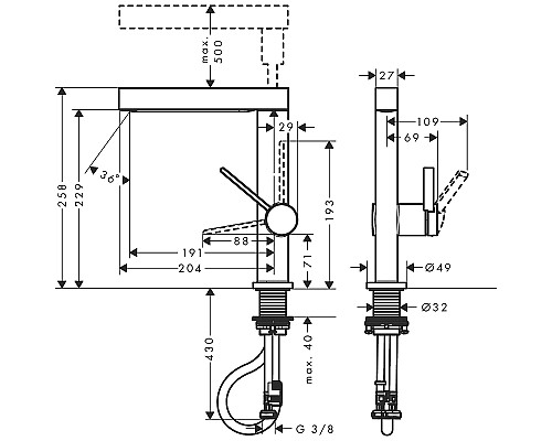 Смеситель для раковины Hansgrohe Finoris 76063000 Хром