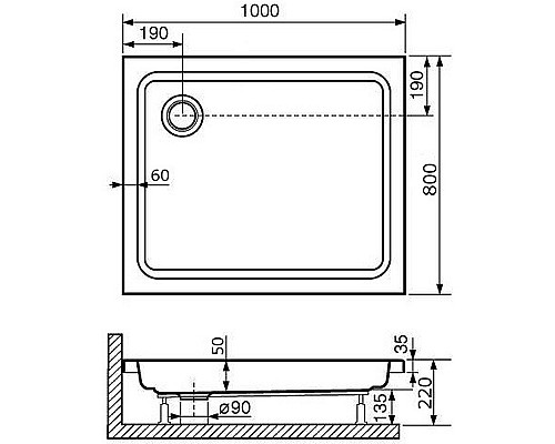Акриловый поддон для душа RGW Acrylic Style 100x80 16180280-11 Белый