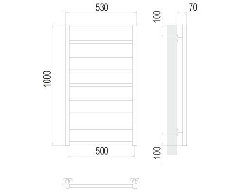Полотенцесушитель Terminus Стандарт Контур П9 500х1000