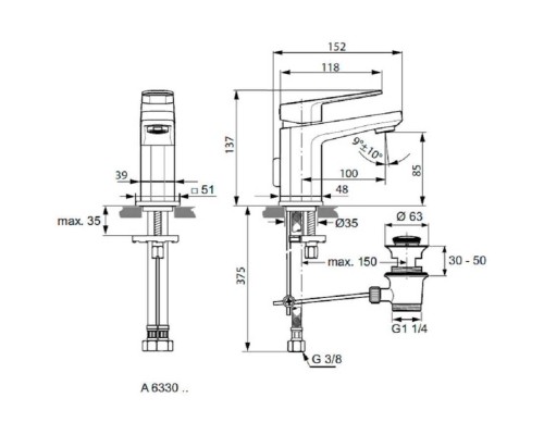 Смеситель для раковины Ideal Standard Tonic II A6330AA Хром