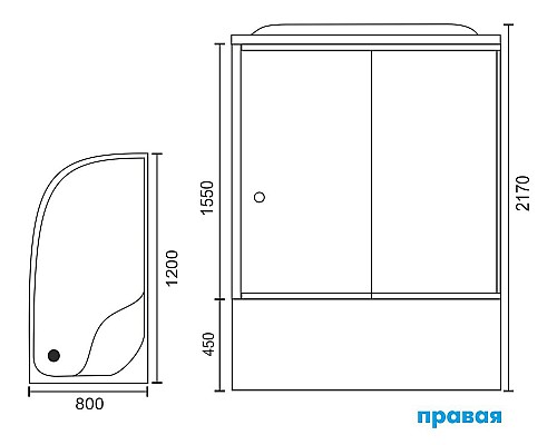 Душевая кабина Royal Bath BK 120х80 RB8120BK1-T-R без гидромассажа