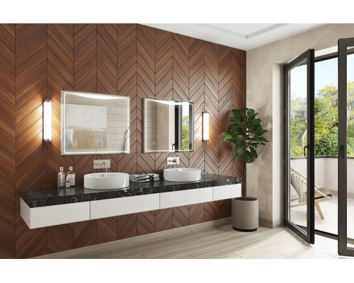 Зеркало Vigo Eva Luxe 100 с подсветкой и часами Хром