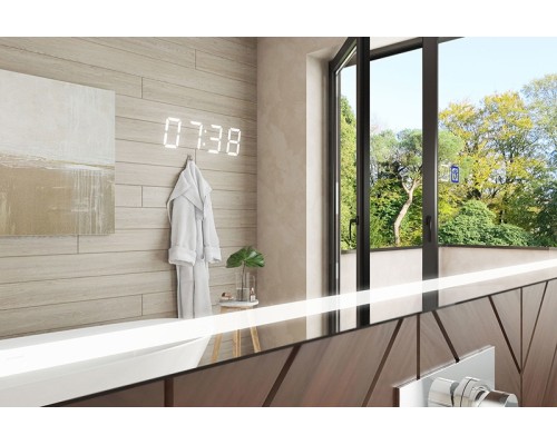 Зеркало Vigo Eva Luxe 100 с подсветкой и часами Хром