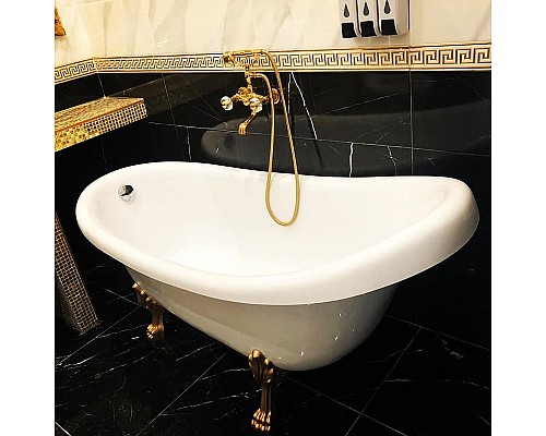 Ванна из искусственного камня Castone Даллас King 175x80 Белая ножки Золото Ванна из искусственного камня Castone Даллас King 175x80 Белая ножки Золото