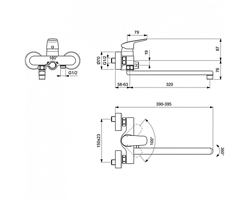 Смеситель для ванны Ideal Standard Ceraflex B1741AA универсальный Хром