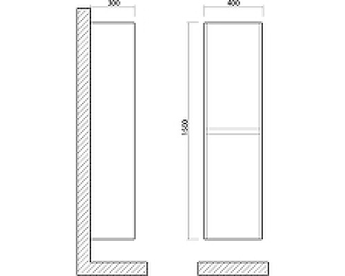 Шкаф пенал Art&Max Family-1500-2A-SO-BL подвесной Белый глянец