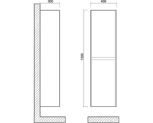 Шкаф пенал Art&Max Family-1500-2A-SO-BL подвесной Белый глянец