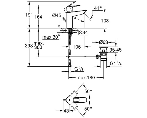 Смеситель для раковины Grohe BauLoop 23762001 Хром