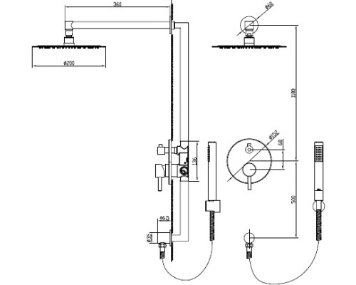 Душевая система RGW Shower Panels SP-51 21140851-01 Хром