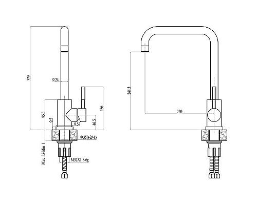 Смеситель для кухни Haiba HB70304-4 Нержавеющая сталь