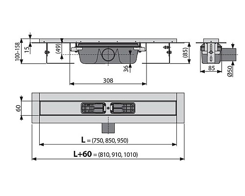 Душевой лоток Alcaplast APZ1S-950 (APZ1-950) без решетки