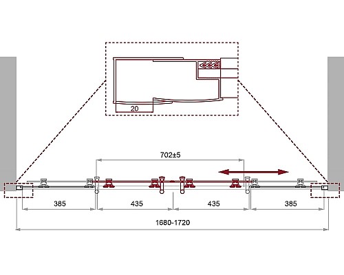 Душевая дверь BelBagno Uno 170 UNO-195-BF-2-170-C-Cr профиль Хром стекло прозрачное