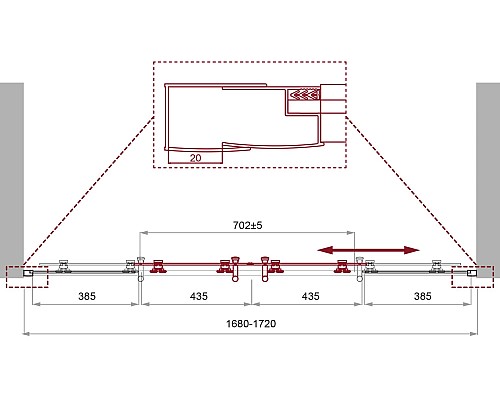 Душевая дверь BelBagno Uno 170 UNO-195-BF-2-170-C-Cr профиль Хром стекло прозрачное