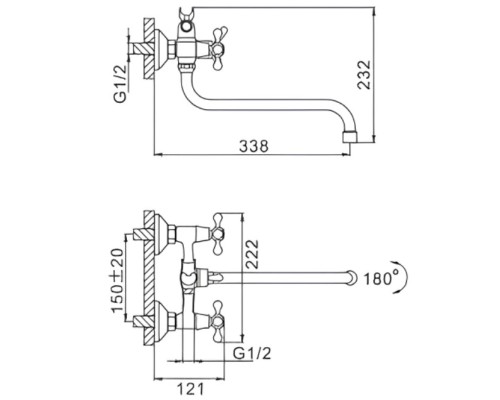 Смеситель для ванны Frap H09 F2209 универсальный Хром