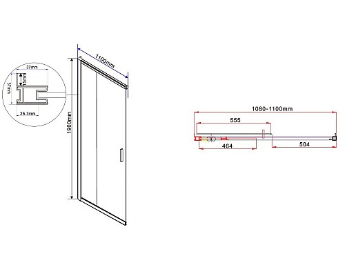 Душевой уголок Vincea Garda 110х100 VSS-1G1011CH профиль Хром стекло шиншилла
