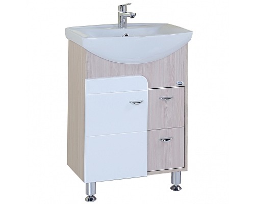 Тумба под раковину Onika Стиль 60 2 ящика Светлый ясень Белый