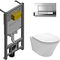 Комплект унитаза с инсталляцией Jacob Delafon Rodin+ E21749RU-00 с сиденьем Микролифт и клавишей смыва