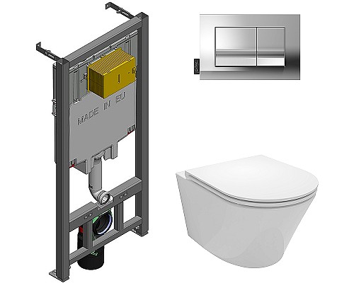 Комплект унитаза с инсталляцией Jacob Delafon Rodin+ E21749RU-00 с сиденьем Микролифт и клавишей смыва
