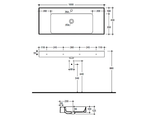 Раковина Kerasan Cento 355001 100 белый