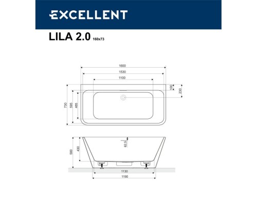 Ванна Excellent Lila 2.0 160x73