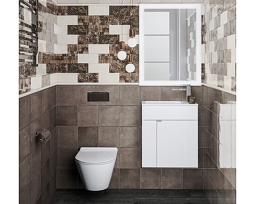 Тумба под раковину Kerama Marazzi LATO подвесная с дверцей 50, белая глянцевая