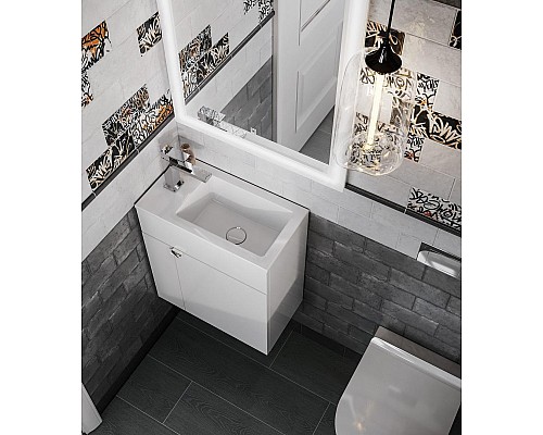 Тумба под раковину Kerama Marazzi LATO подвесная с дверцей 50, белая глянцевая