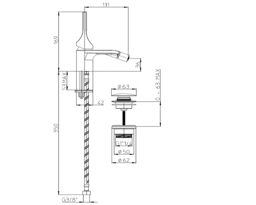 Смеситель для биде Bossini Apice E89601.073 Черный матовый