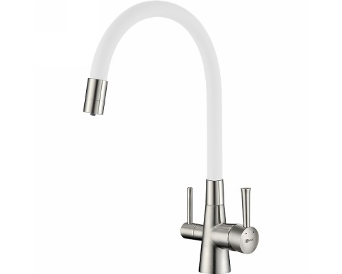 Смеситель для кухни Lemark Comfort Хром Белый