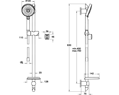 Душевой гарнитур Vitra Master Slot 3F A45691EXP Хром
