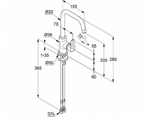 Однорычажный смеситель на умывальник Kludi Pure&Easy 370240565
