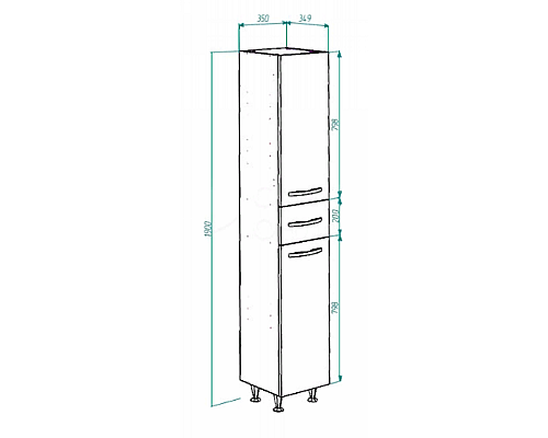 Шкаф пенал Bellezza Балтика 35 4628904090017 Белый