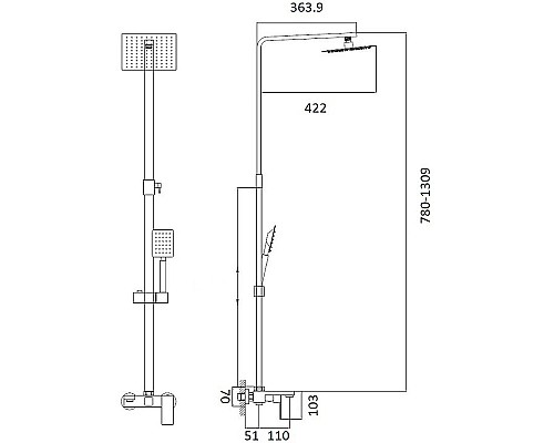 Душевая система Haiba HB24803-7 Черный матовый Душевая система Haiba HB24803-7 Черный матовый