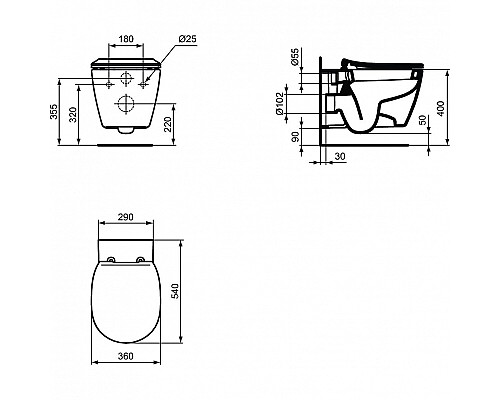 Комплект унитаза с инсталляцией Ideal Standard Connect E211601 с сиденьем Микролифт