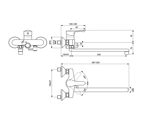 Смеситель для ванны Ideal Standard Alpha BD044AA универсальный Хром
