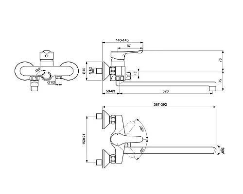 Смеситель для ванны Ideal Standard Alpha BD044AA универсальный Хром