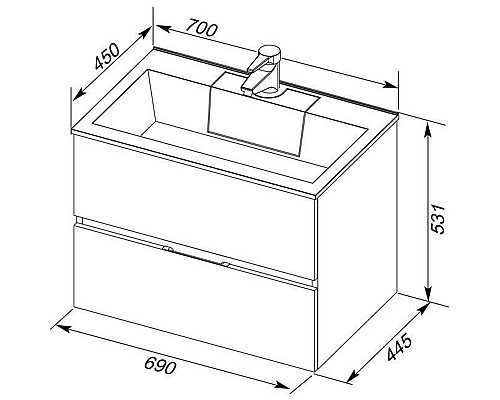 Тумба под раковину Aquanet Алвита 70 184302 подвесная Белая