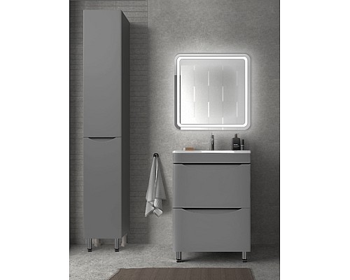 Шкаф-пенал Style Line Бергамо L с корзиной, антискрейтч серый