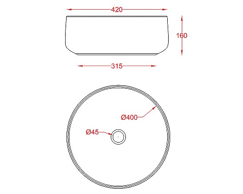 Раковина-чаша Artceram Cognac 42 COL001 17 00 Nero matt
