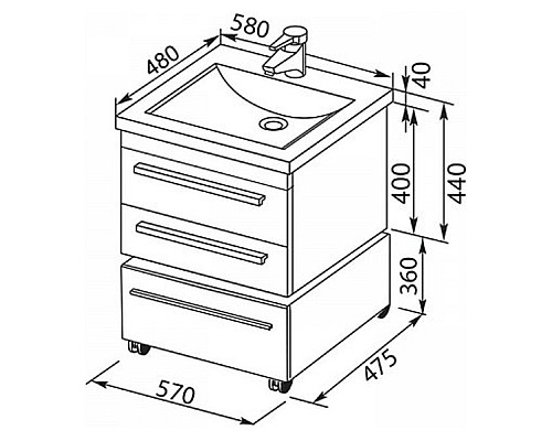 Тумба под раковину Aquanet Нота 58 171483 подвесная Белая