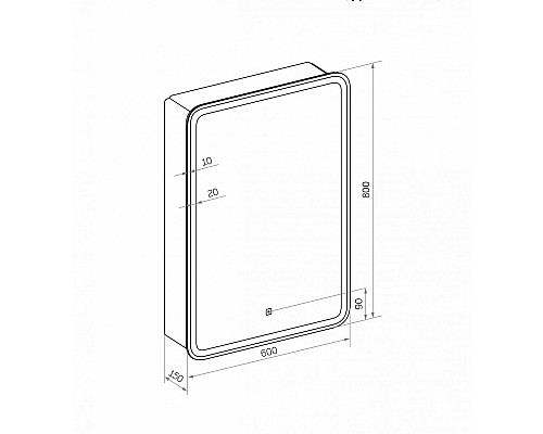 Зеркальный шкаф Art&Max Platino AM-Pla-600-800-1D-L-DS-F с подсветкой с сенсорным выключателем Белый